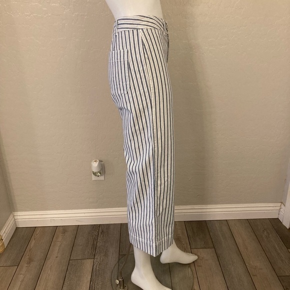 Madewell Emmett Wide-Leg Crop Pants in Stripe Button-Front Edition Moe Stripe 27 - Picture 9 of 16